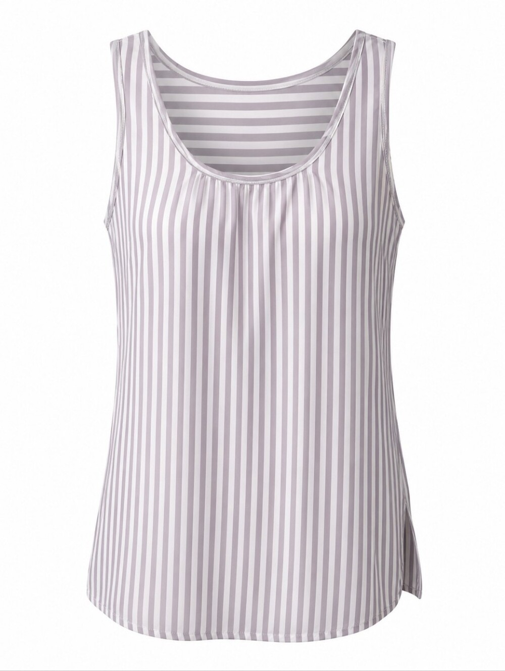 DKNY Women’s XL Gray & White Striped Sleeveless Rayon Tank Top Relaxed Blouse
